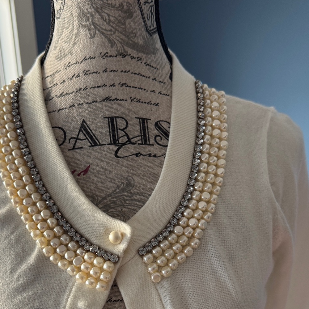 Kate Spade Ivory Cardigan with Pearl Accents - Picture 2 of 6